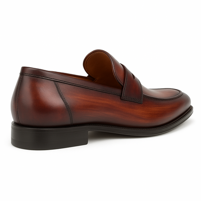 Avenue Rubber Sole Penny Cognac/Rust Men’s Loafer Shoes By Mezlan Made In Spain Brand 5   - from alligatorwarehouse.com