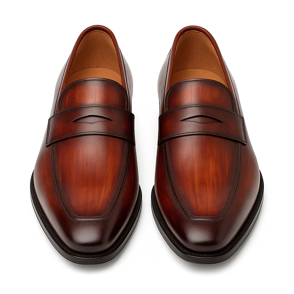 Avenue Rubber Sole Penny Cognac/Rust Men’s Loafer Shoes By Mezlan Made In Spain Brand