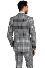 Suits With Baggy Pleated Pants - Wide Leg Pants 100% Wool - Classic Fit in One Button 3 Piece Suit by Rossiman