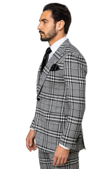 Suits With Baggy Pleated Pants - Wide Leg Pants 100% Wool - Classic Fit in One Button 3 Piece Suit by Rossiman
