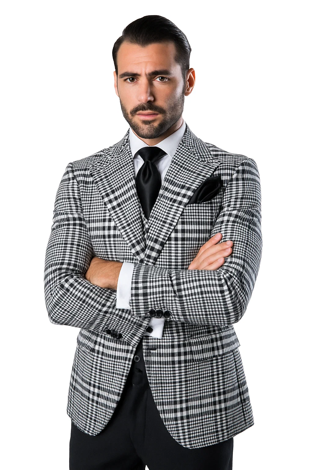 Suits With Baggy Pleated Pants - Wide Leg Pants 100% Wool - Classic Fit in One Button 3 Piece Suit by Rossiman 6   - from alligatorwarehouse.com
