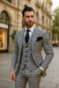 Suits With Baggy Pleated Pants - Wide Leg Pants 100% Wool - Classic Fit in One Button 3 Piece Suit by Rossiman 8   - from alligatorwarehouse.com