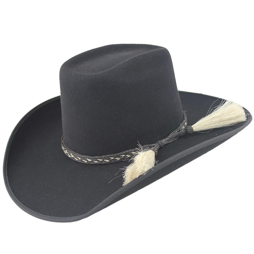Cuernos Chuecos Black 6X Brick Crown Felt Hat With Horsehair Band