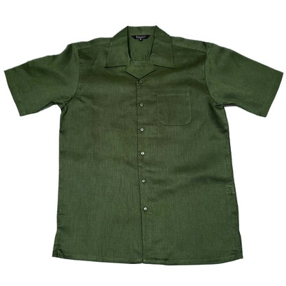 Mens Hunter Green Linen Shirt and Pants Casual Outfit Set