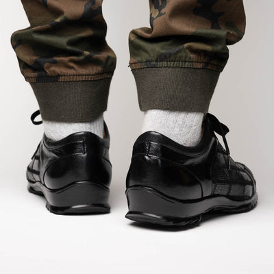 Marco Di Milano Bari Patchwork Lizard Sneakers in Black 5 BARI_LIZARD RING_BLACK_9  - from alligatorwarehouse.com