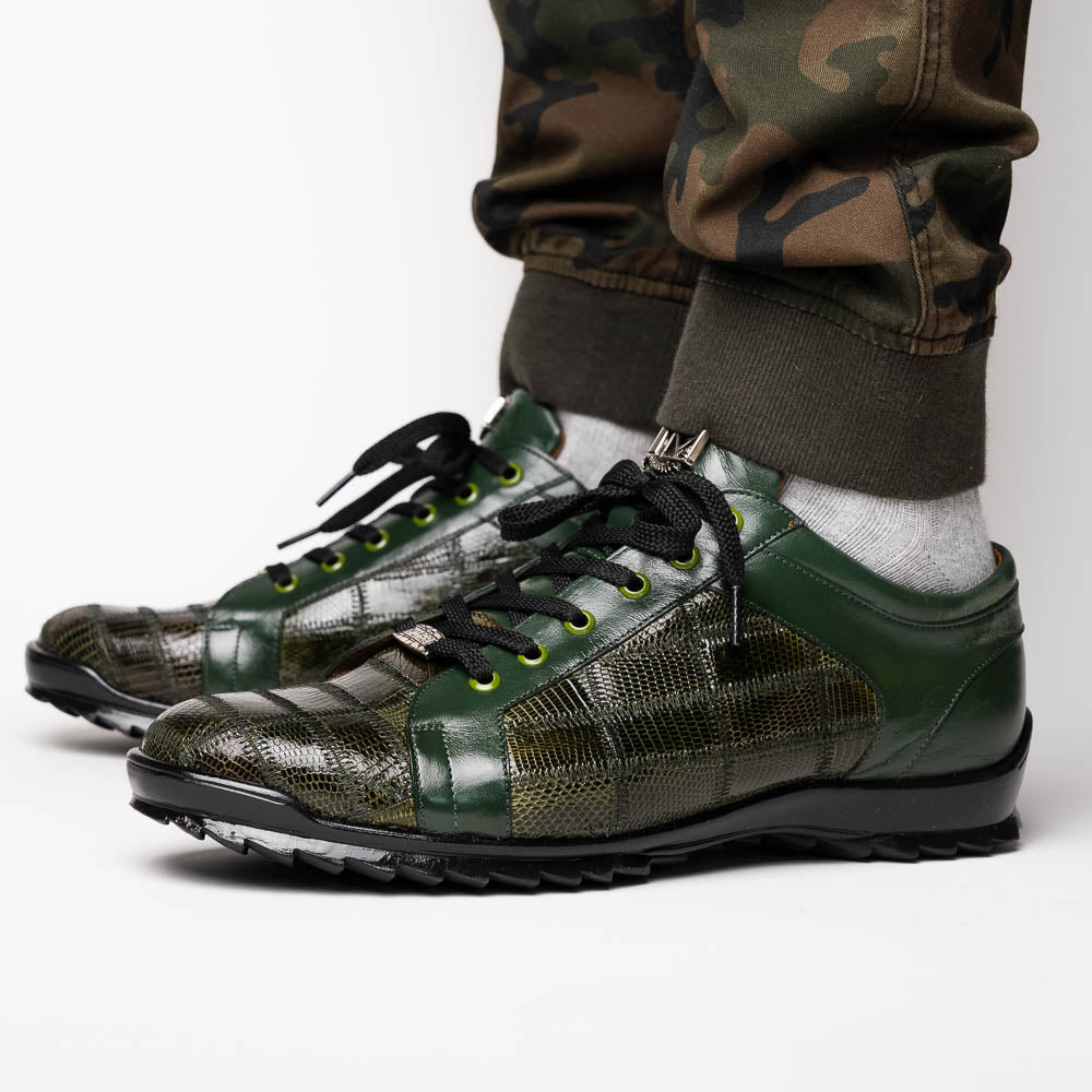 Marco Di Milano Bari Green Lizard Patchwork Sneakers