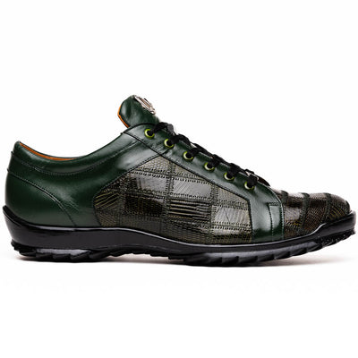 Marco Di Milano Bari Patchwork Lizard Sneakers in Green 1 BARI_LIZARD RING_GREEN_8.5  - from alligatorwarehouse.com