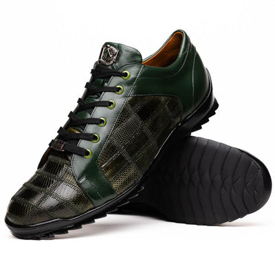 Marco Di Milano Bari Patchwork Lizard Sneakers in Green 2 BARI_LIZARD RING_GREEN_8.5  - from alligatorwarehouse.com