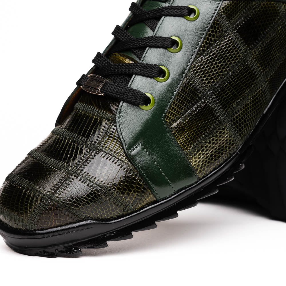 Marco Di Milano Bari Green Lizard Patchwork Sneakers