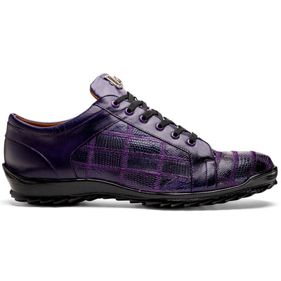 Marco Di Milano Bari Patchwork Lizard Sneakers in Purple 1 BARI_LIZARD RING_PURPLE_8  - from alligatorwarehouse.com