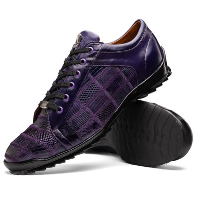 Marco Di Milano Bari Patchwork Lizard Sneakers in Purple 2 BARI_LIZARD RING_PURPLE_8  - from alligatorwarehouse.com