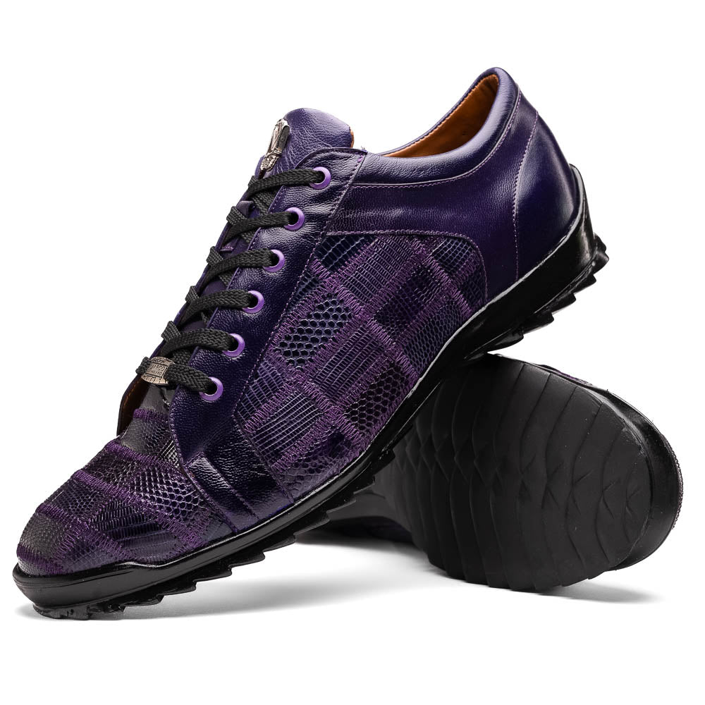 Marco Di Milano Bari Purple Lizard Patchwork Sneakers