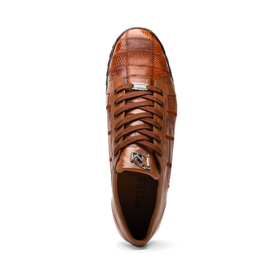 Marco Di Milano Bari Patchwork Lizard Sneakers in Cognac 4 BARI_LIZARD RING_COGNAC_10.5  - from alligatorwarehouse.com