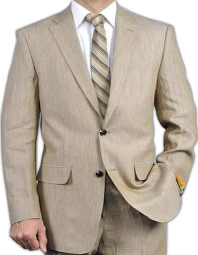 Linen Suit - Mens Summer Suits in Beige Big and Tall Color - Beach Wedding 1 XV-0298  - from alligatorwarehouse.com