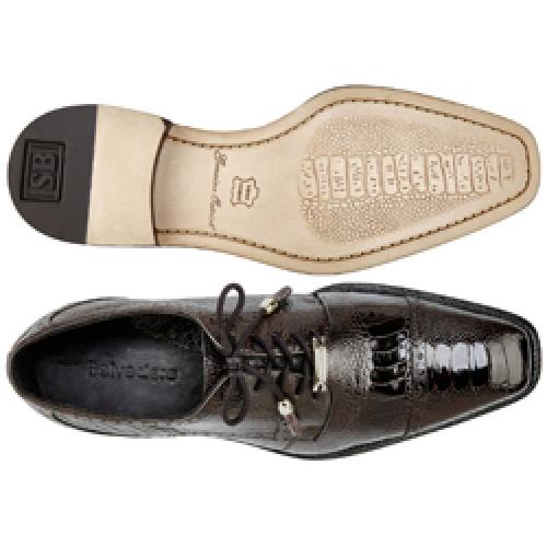 Belvedere Batta Chocolate All-Over Genuine Ostrich Lace-Up Shoes
