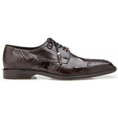 Belvedere Batta Chocolate All-Over Genuine Ostrich Lace-Up Shoes