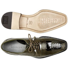 Belvedere Batta Olive All-Over Genuine Ostrich Lace-Up Shoes