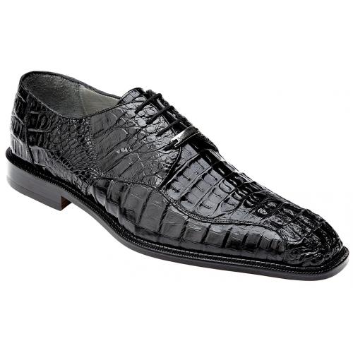 Belvedere Chapo Black All-Over Genuine Exotic Hornback Crocodile Shoes
