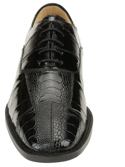 Belvedere Mare Black Genuine Eel And Ostrich Leg Shoes 3 MEN 2P7 BLACK-M-09  - from alligatorwarehouse.com