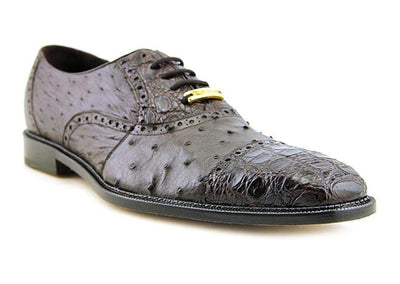 Belvedere  Men's Brown Ostrich Crocodile Shoes Cap Toe Onesto 1 MEN 1419 BROWN-M-09  - from alligatorwarehouse.com