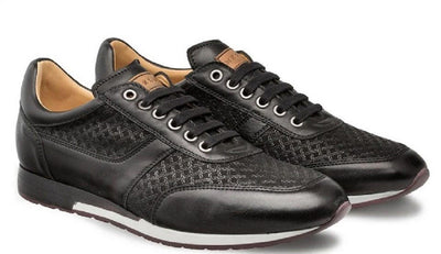 Mezlan Calfskin Suede Dress Sneakers Black Patina 1   - from alligatorwarehouse.com