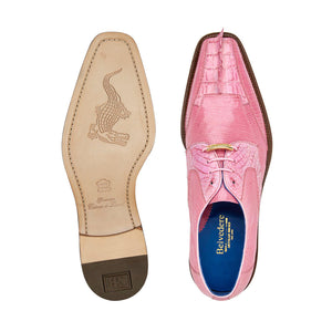 Belvedere Pink Crocodile Lizard Skin Mens Shoes Italian Valter