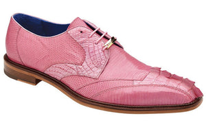 Belvedere Pink Crocodile Lizard Skin Mens Shoes Italian Valter