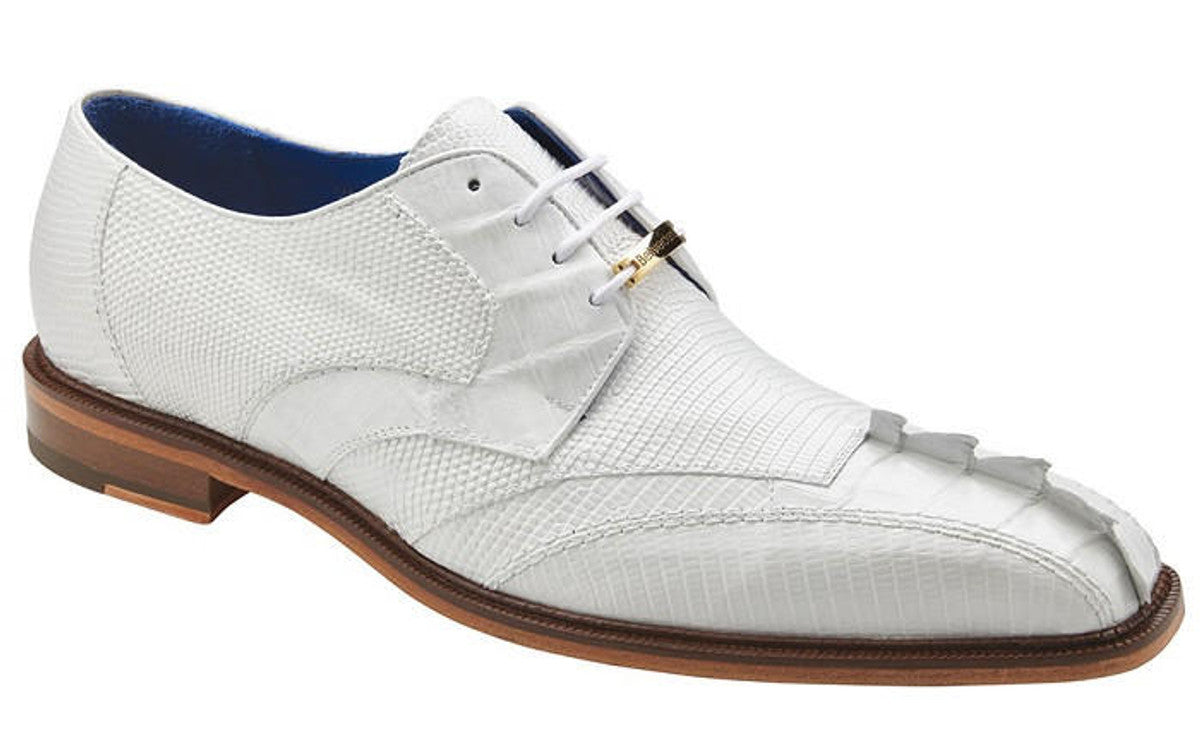 Belvedere White Crocodile Lizard Skin Mens Shoes Valter