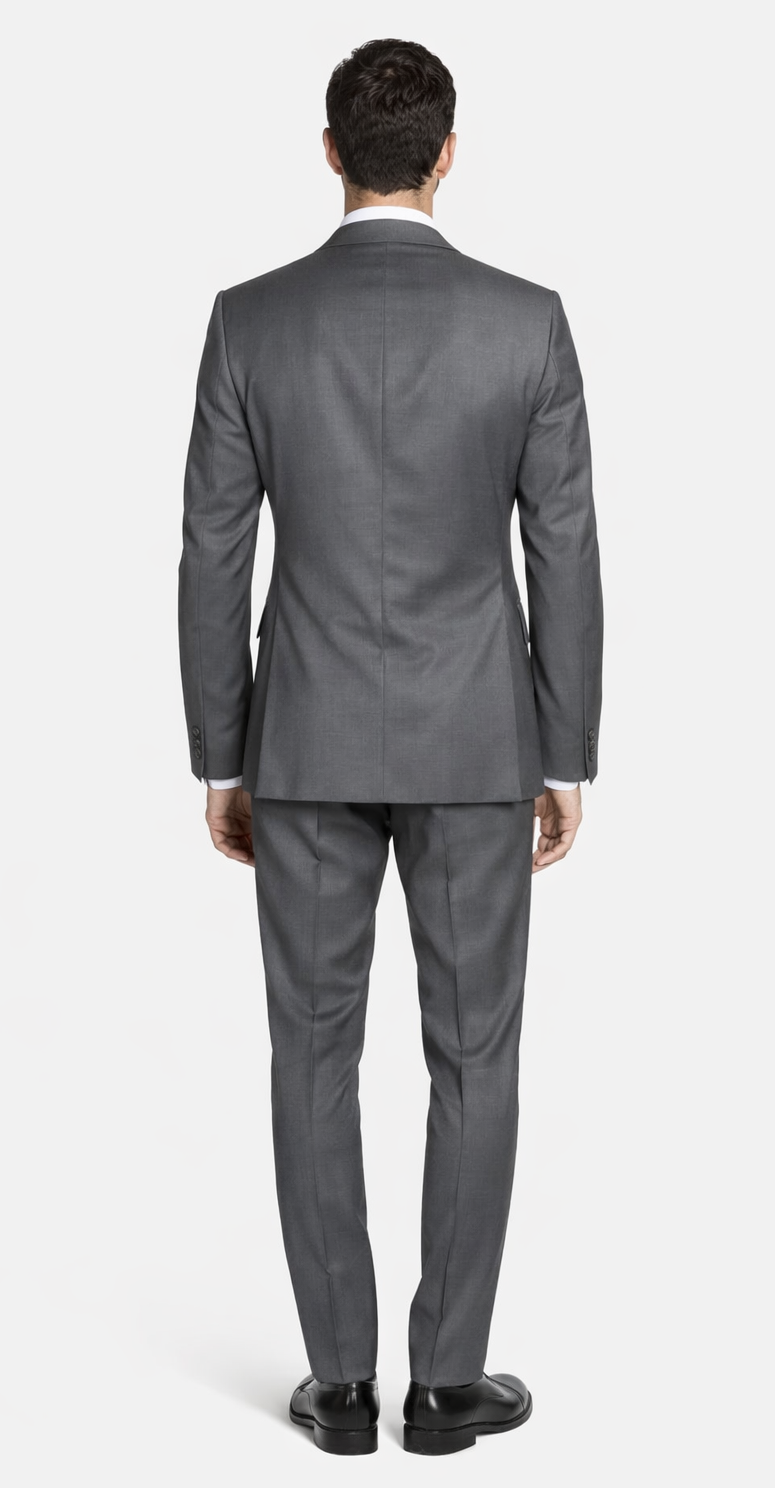 Bertolini 2PC Gray Two-button Suit Wool & Silk