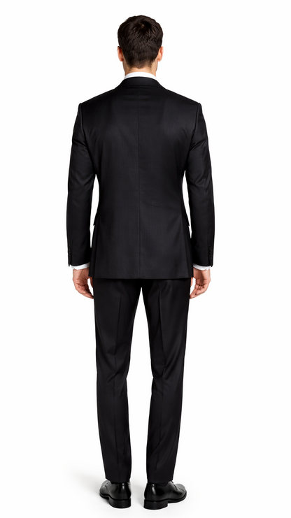 Bertolini 3Pc Wool & Silk Solid Black Suit