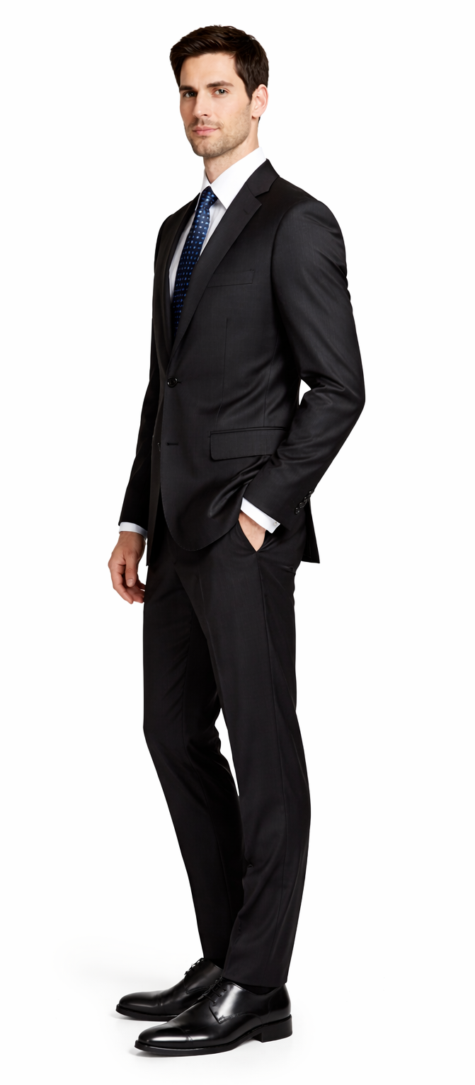 Bertolini 3Pc Wool & Silk Solid Black Suit