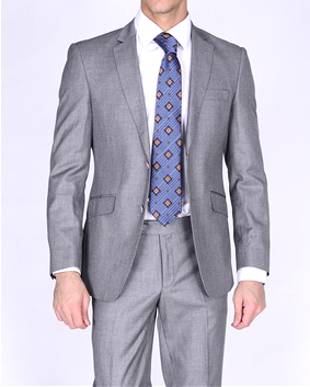 Bertolini 2Pc & 3PC Lt. Gray Two-button Wool & Silk Blend Suit