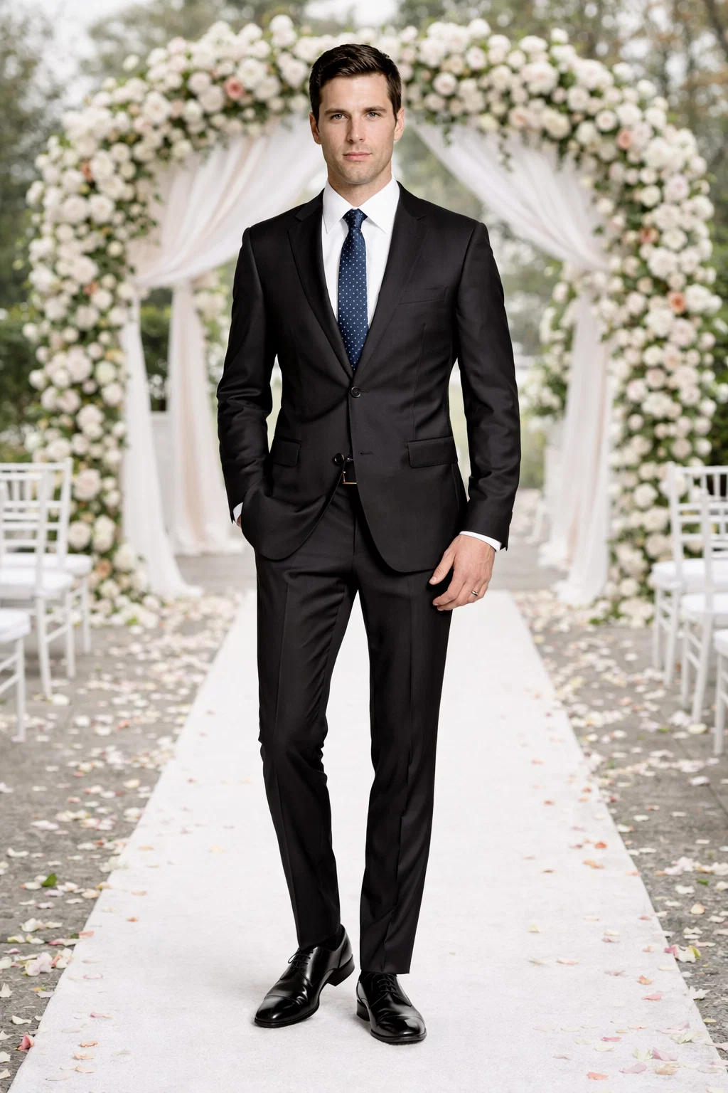 Bertolini Wool & Silk 2Pc 2 Buttons Black or Charcoal