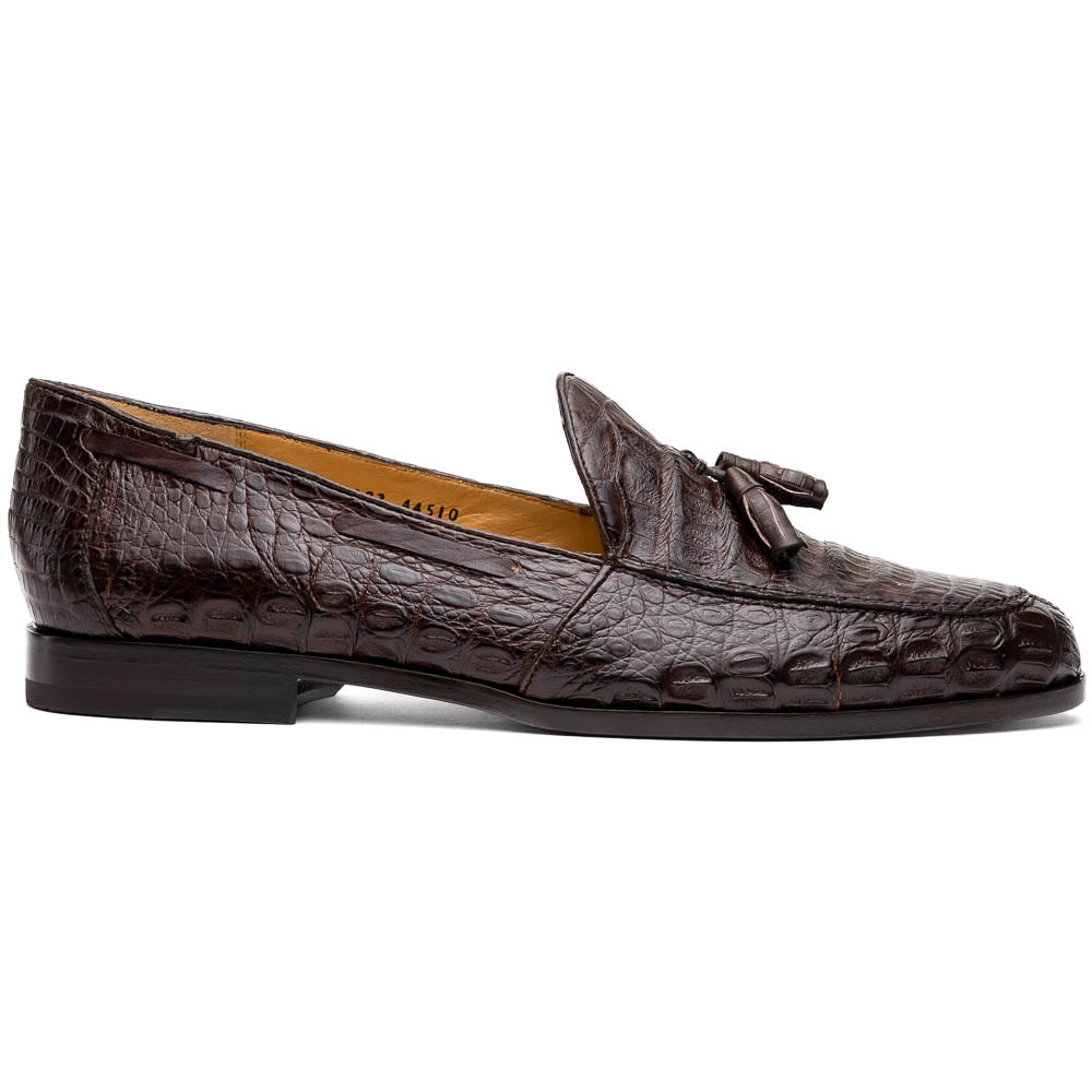 Marco Di Milano Bianchi Caiman Crocodile Tassel Loafers Brown