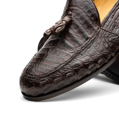 Marco Di Milano Bianchi Brown Caiman Crocodile Tassel Loafers 3 BIANCHI_CAIMAN FUSCUS_BROWN_8  - from alligatorwarehouse.com