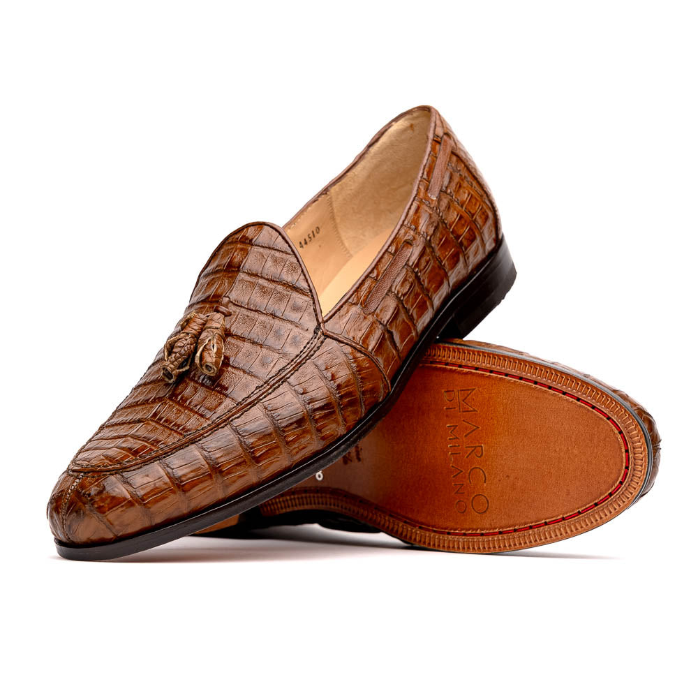 Marco Di Milano Bianchi Caiman Crocodile Tassel Loafers Bay Apache