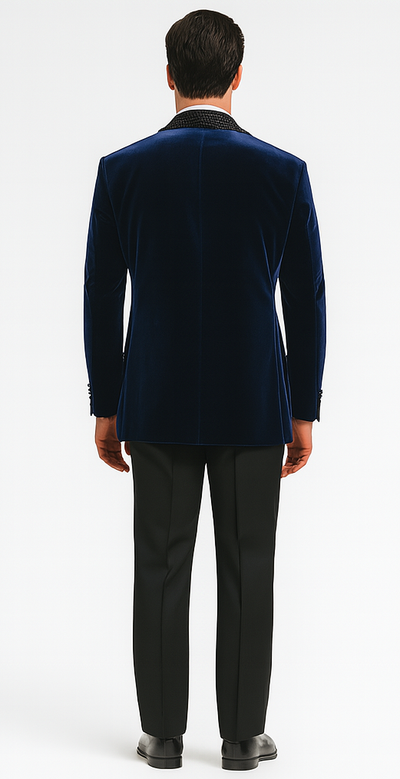 Big and Tall Velvet Blazer in Color Blue  - Sportcoat  Rhinestone-Embedded  Stacy Adams $179 2   - from alligatorwarehouse.com