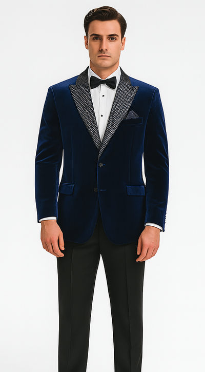 Big and Tall Velvet Blazer in Color Blue  - Sportcoat  Rhinestone-Embedded  Stacy Adams $179 1   - from alligatorwarehouse.com