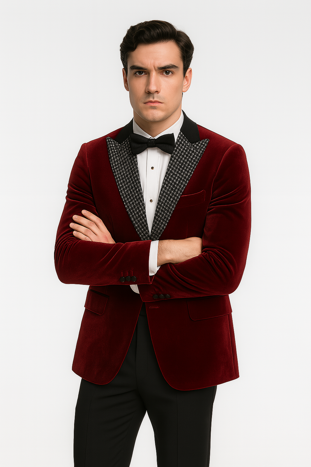 Big and Tall Velvet Blazer in Color Burgundy - Maroon - Wine Color - Sportcoat Rhinestone-Embedded Stacy Adams
