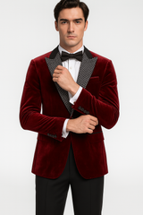 Big and Tall Velvet Blazer in Color Burgundy - Maroon - Wine Color - Sportcoat Rhinestone-Embedded Stacy Adams