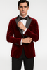 Big and Tall Velvet Blazer in Color Burgundy - Maroon - Wine Color - Sportcoat Rhinestone-Embedded Stacy Adams 6   - from alligatorwarehouse.com