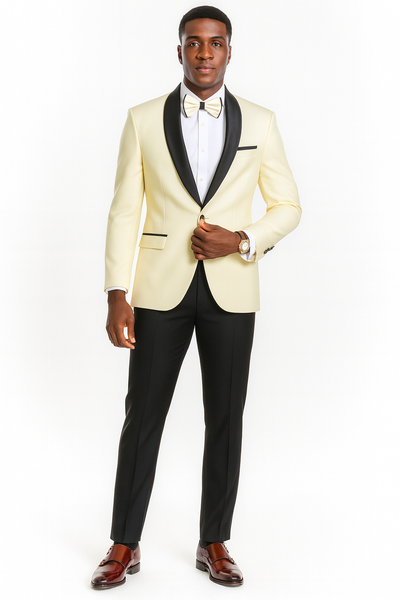 Big And Tall Suit For Men - Jacket + Pants + Bowtie + Pants - Ivory Suit 2   - from alligatorwarehouse.com