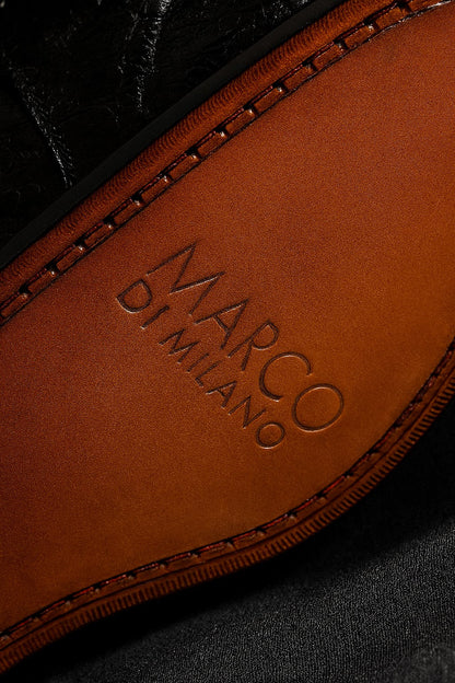 Marco Di Milano Cancun Black Caiman Crocodile Derby