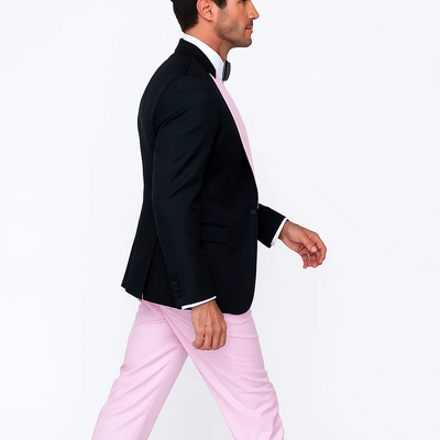 Black And Pink suit - Tuxedo Looking With Double Breasted Vest Peak Lapel 100% Wool 4   - from alligatorwarehouse.com