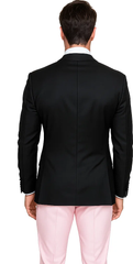 Black And Pink suit - Tuxedo Looking With Double Breasted Vest Peak Lapel 100% Wool