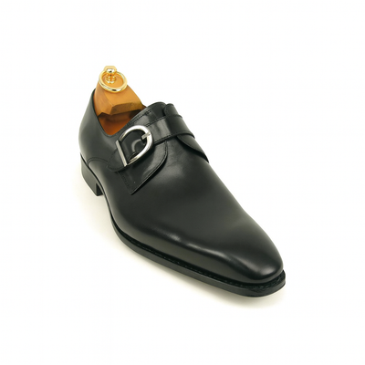 Mens Carrucci Classic Leather Fade Single D-Buckle Monk Strap Dress Shoe in Chestnut 71   - from alligatorwarehouse.com