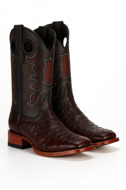 Black Cherry Ostrich Cowboy Boots