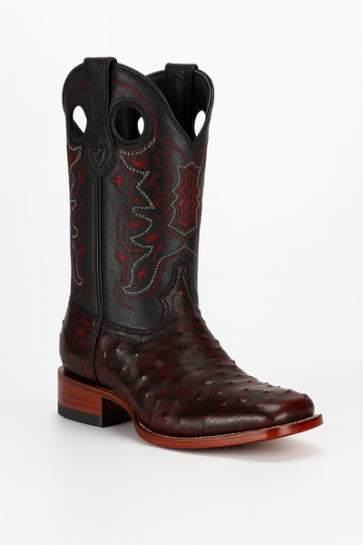 Black Cherry Ostrich Cowboy Boots