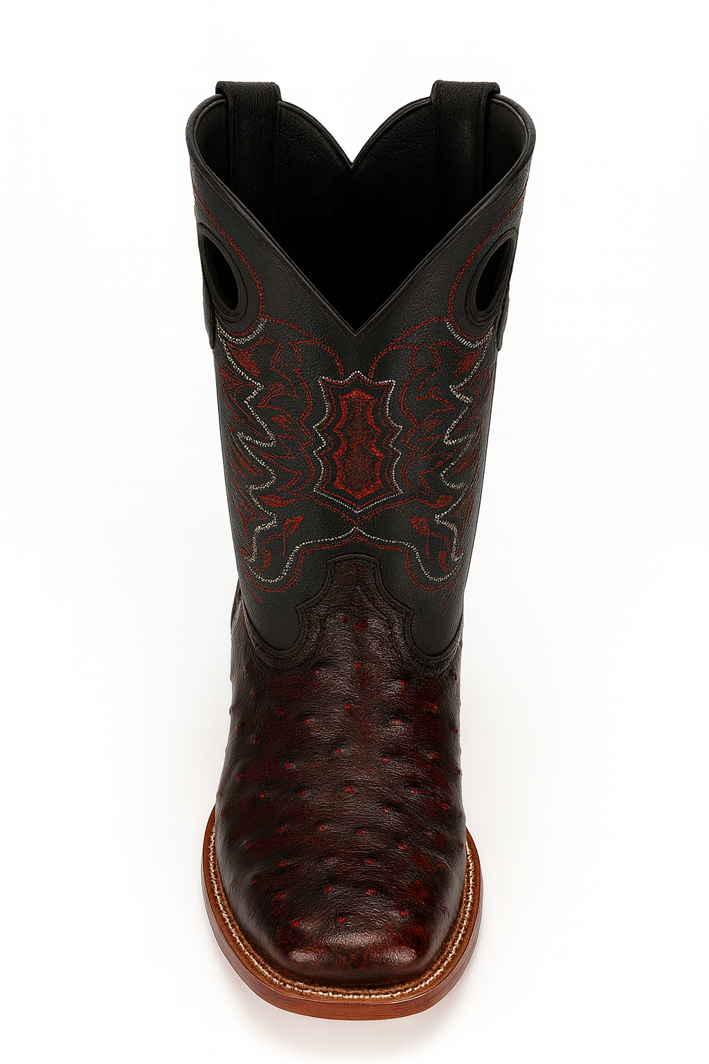 Black Cherry Ostrich Cowboy Boots
