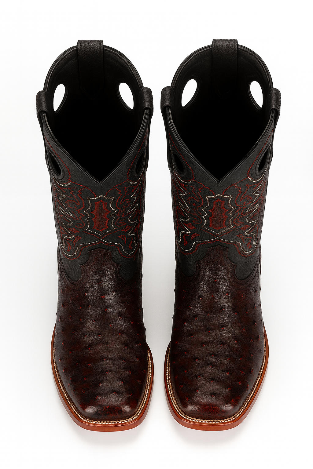 Black Cherry Ostrich Cowboy Boots